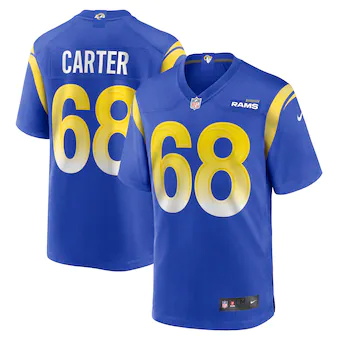 mens nike tj carter royal los angeles rams game player jers